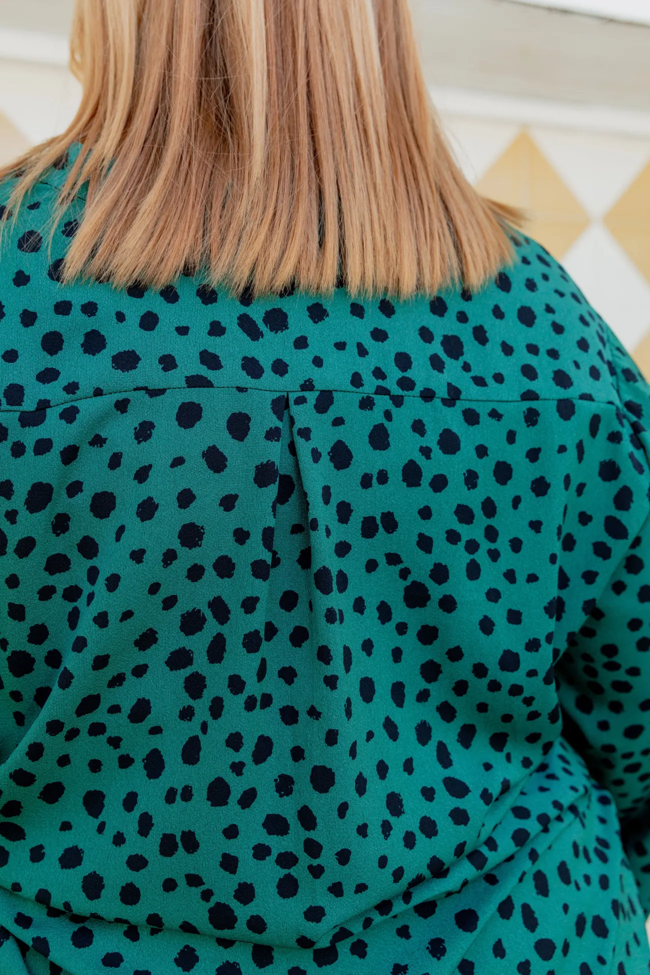 Proud Poppy Clothing Olivia Green & Black Spot Top Sale