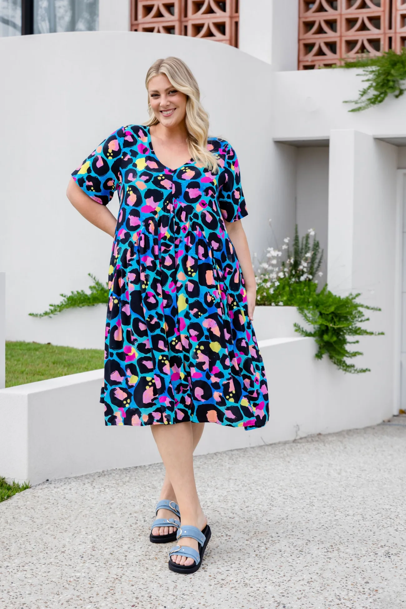 Proud Poppy Clothing Peak Dress in Kasey Leopard by Kasey Rainbow Sale