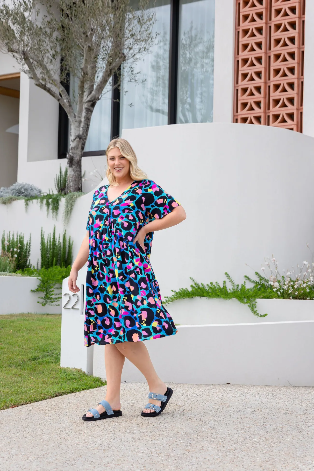Proud Poppy Clothing Peak Dress in Kasey Leopard by Kasey Rainbow Sale