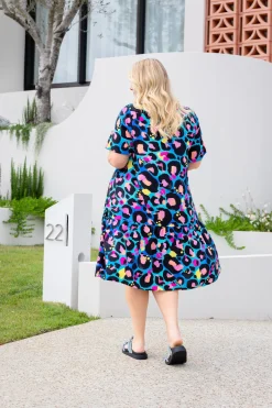 Proud Poppy Clothing Peak Dress in Kasey Leopard by Kasey Rainbow Sale
