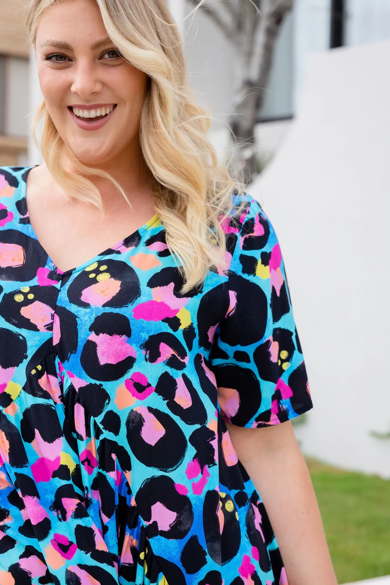 Proud Poppy Clothing Peak Dress in Kasey Leopard by Kasey Rainbow Sale