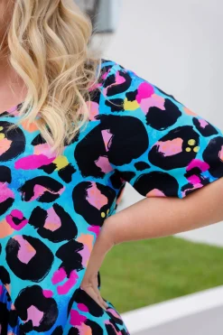 Proud Poppy Clothing Peak Dress in Kasey Leopard by Kasey Rainbow Sale