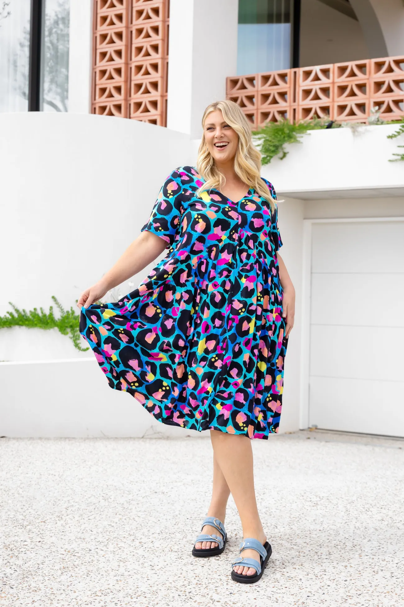 Proud Poppy Clothing Peak Dress in Kasey Leopard by Kasey Rainbow Sale