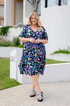 Proud Poppy Clothing Peak Dress in Kasey Leopard by Kasey Rainbow Sale