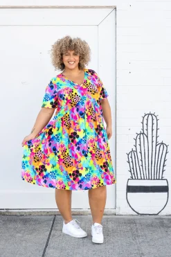 Proud Poppy Clothing Peak Dress in Messy Mind by Kasey Rainbow New