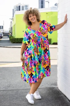 Proud Poppy Clothing Peak Dress in Messy Mind by Kasey Rainbow New