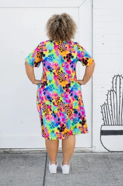 Proud Poppy Clothing Peak Dress in Messy Mind by Kasey Rainbow New