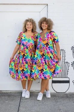 Proud Poppy Clothing Peak Dress in Messy Mind by Kasey Rainbow New