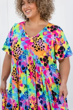 Proud Poppy Clothing Peak Dress in Messy Mind by Kasey Rainbow New