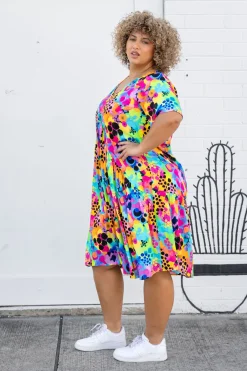 Proud Poppy Clothing Peak Dress in Messy Mind by Kasey Rainbow New