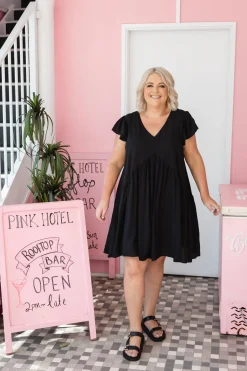 Proud Poppy Clothing Peak Frill Party Dress in Black Outlet