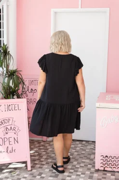Proud Poppy Clothing Peak Frill Party Dress in Black Outlet