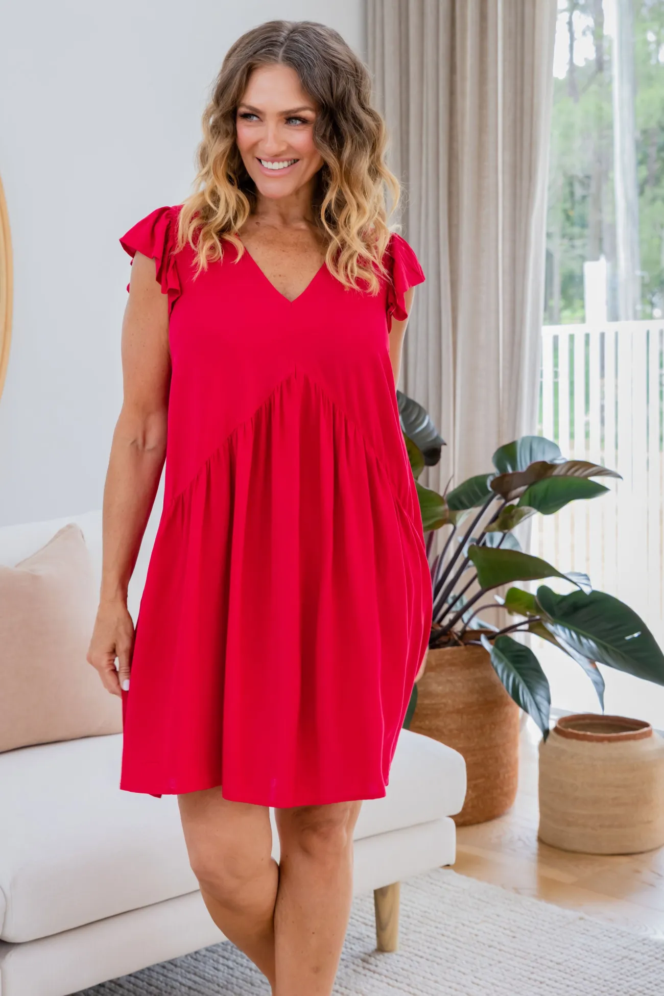 Proud Poppy Clothing Peak Frill Party Dress in Red Best