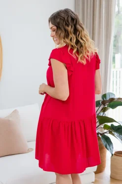 Proud Poppy Clothing Peak Frill Party Dress in Red Best