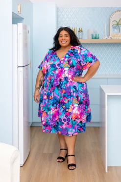 Proud Poppy Clothing Peak Midi Dress in Midnight Safari by Kasey Rainbow Discount