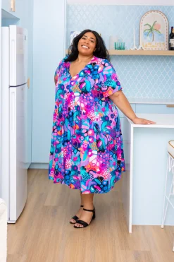 Proud Poppy Clothing Peak Midi Dress in Midnight Safari by Kasey Rainbow Discount