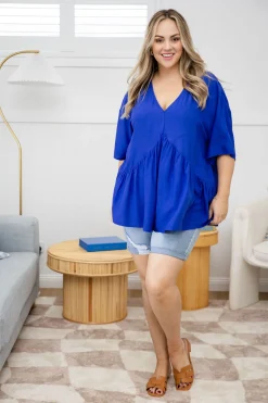 Proud Poppy Clothing Peak Top in Blue Discount