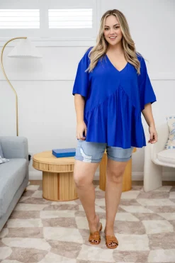 Proud Poppy Clothing Peak Top in Blue Discount