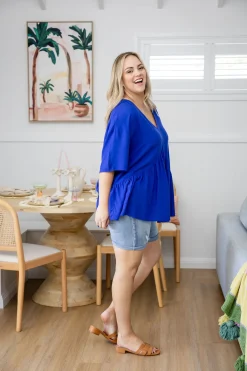 Proud Poppy Clothing Peak Top in Blue Discount