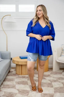 Proud Poppy Clothing Peak Top in Blue Discount