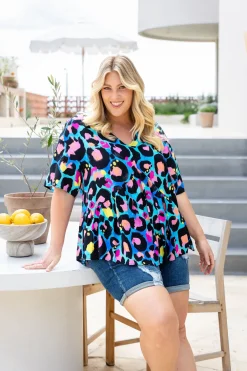 Proud Poppy Clothing Peak Top in Kasey Leopard by Kasey Rainbow Clearance