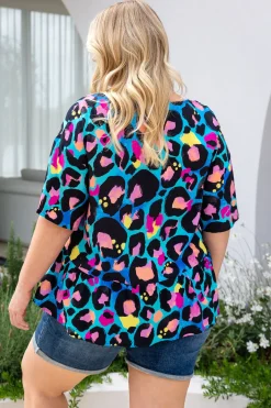 Proud Poppy Clothing Peak Top in Kasey Leopard by Kasey Rainbow Clearance