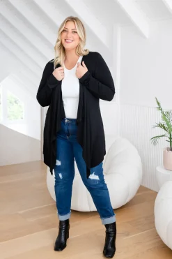 Proud Poppy Clothing Penelope Waterfall Modal Cardi in Black Fashion