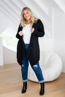 Proud Poppy Clothing Penelope Waterfall Modal Cardi in Black Fashion