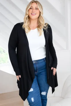 Proud Poppy Clothing Penelope Waterfall Modal Cardi in Black Fashion