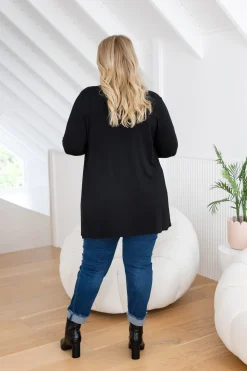 Proud Poppy Clothing Penelope Waterfall Modal Cardi in Black Fashion