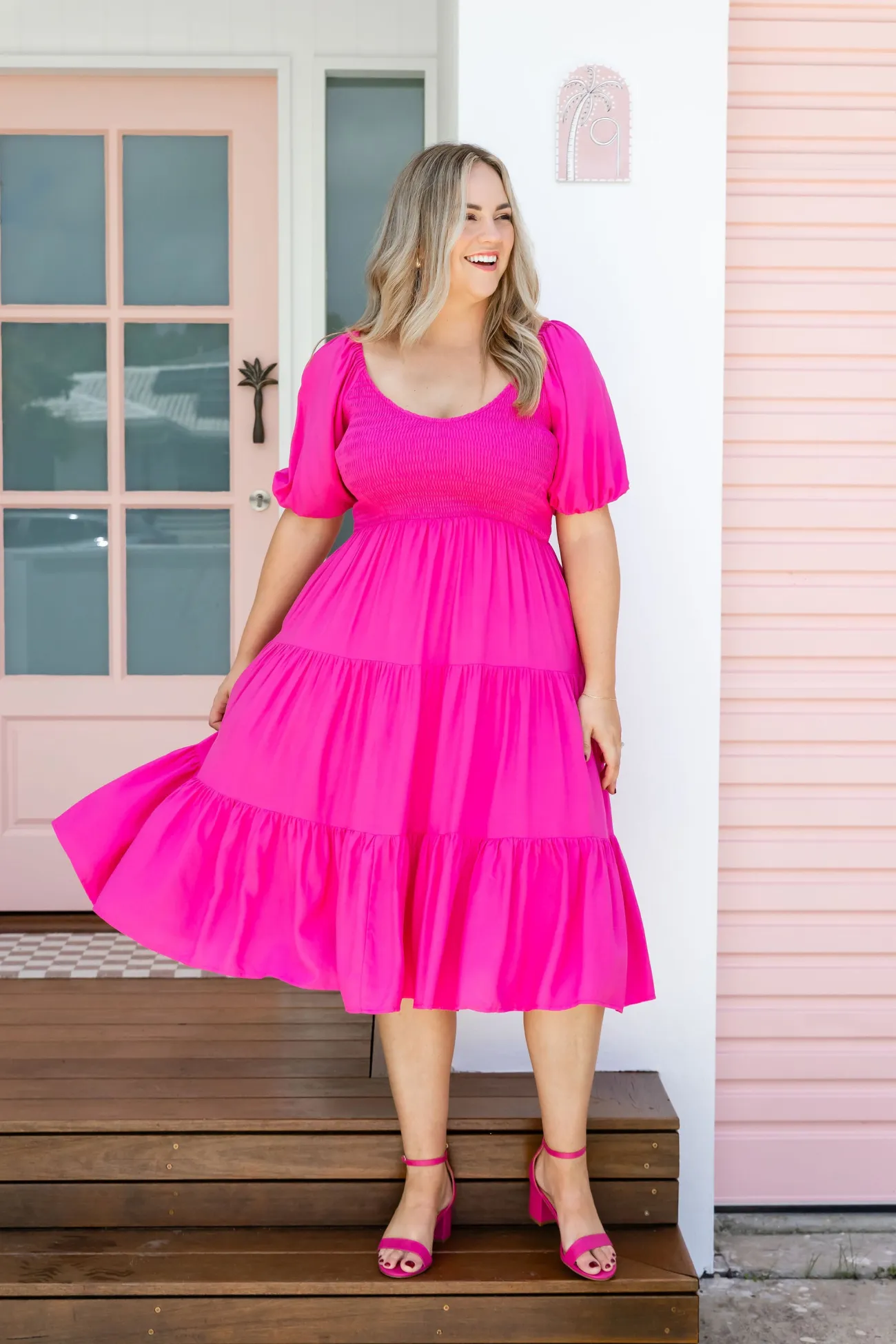 Proud Poppy Clothing Peri Midi Dress in Pink New