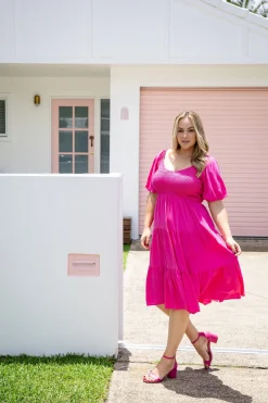 Proud Poppy Clothing Peri Midi Dress in Pink New