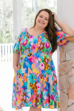 Proud Poppy Clothing Peri Party Dress in Floral Fancy by Kasey Rainbow Outlet