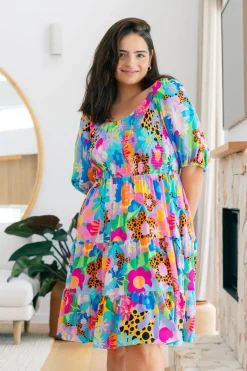 Proud Poppy Clothing Peri Party Dress in Floral Fancy by Kasey Rainbow Outlet