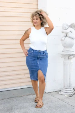 Proud Poppy Clothing Riley Denim Midi Skirt Online