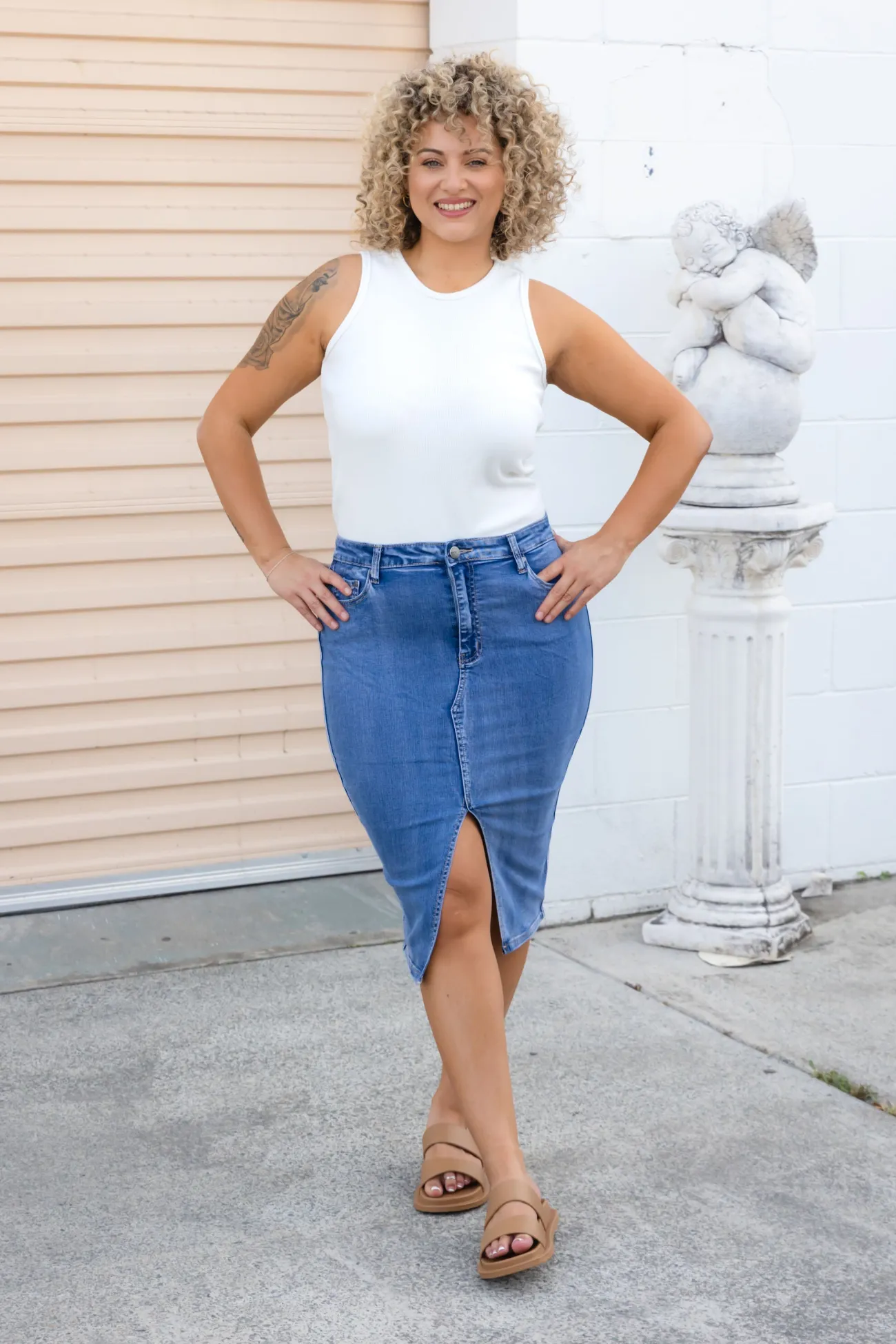 Proud Poppy Clothing Riley Denim Midi Skirt Online