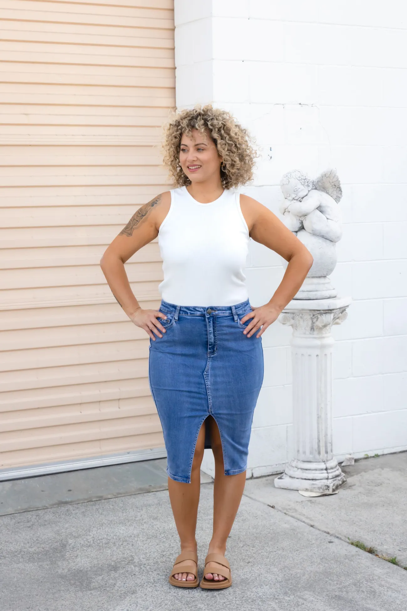 Proud Poppy Clothing Riley Denim Midi Skirt Online
