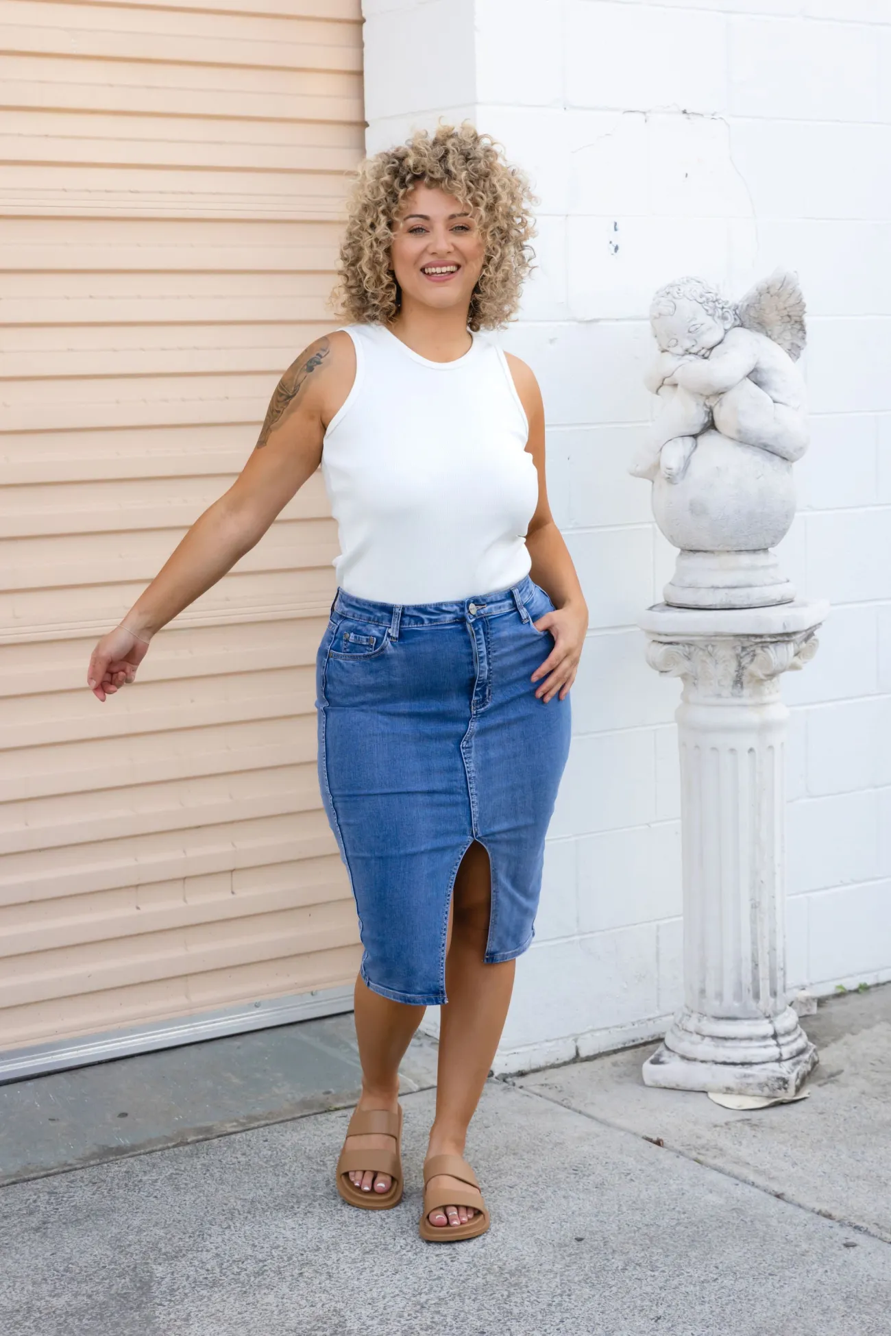 Proud Poppy Clothing Riley Denim Midi Skirt Online