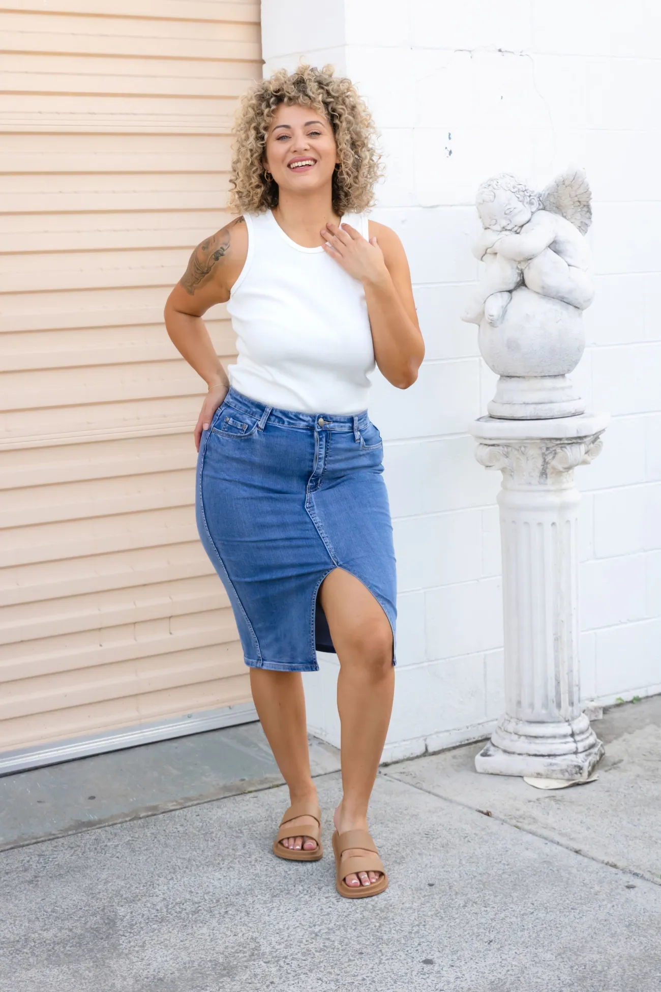 Proud Poppy Clothing Riley Denim Midi Skirt Online