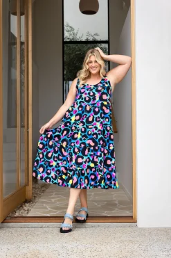 Proud Poppy Clothing Ronnie Dress in Kasey Leopard by Kasey Rainbow Clearance