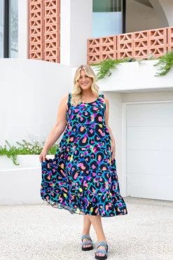 Proud Poppy Clothing Ronnie Dress in Kasey Leopard by Kasey Rainbow Clearance