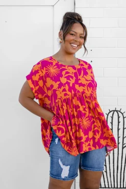 Proud Poppy Clothing Sally Top in Pink & Orange Pink&Orange Online