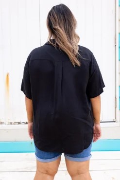 Proud Poppy Clothing Samara Linen Blend Shirt in Black Discount