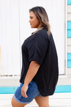 Proud Poppy Clothing Samara Linen Blend Shirt in Black Discount