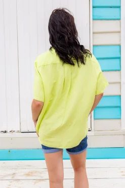 Proud Poppy Clothing Samara Linen Blend Shirt in Lime Clearance