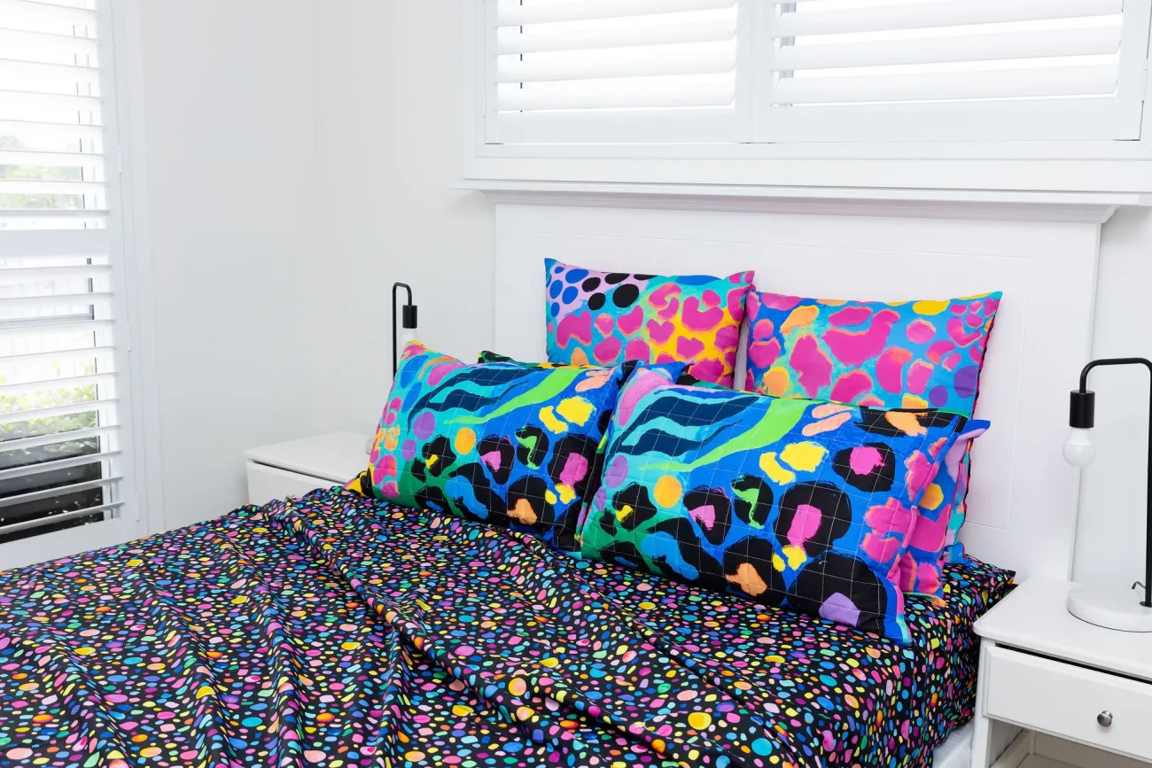 Proud Poppy Clothing Sleep Bright Black Pebble Sheet Set by Kasey Rainbow Clearance