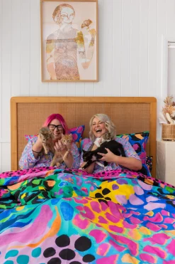 Proud Poppy Clothing Sleep Bright Electric Leopard Quilt Cover Set by Kasey Rainbow New