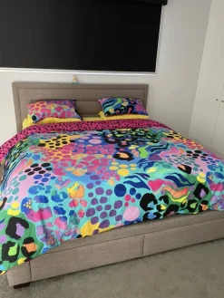Proud Poppy Clothing Sleep Bright Electric Leopard Quilt Cover Set by Kasey Rainbow New