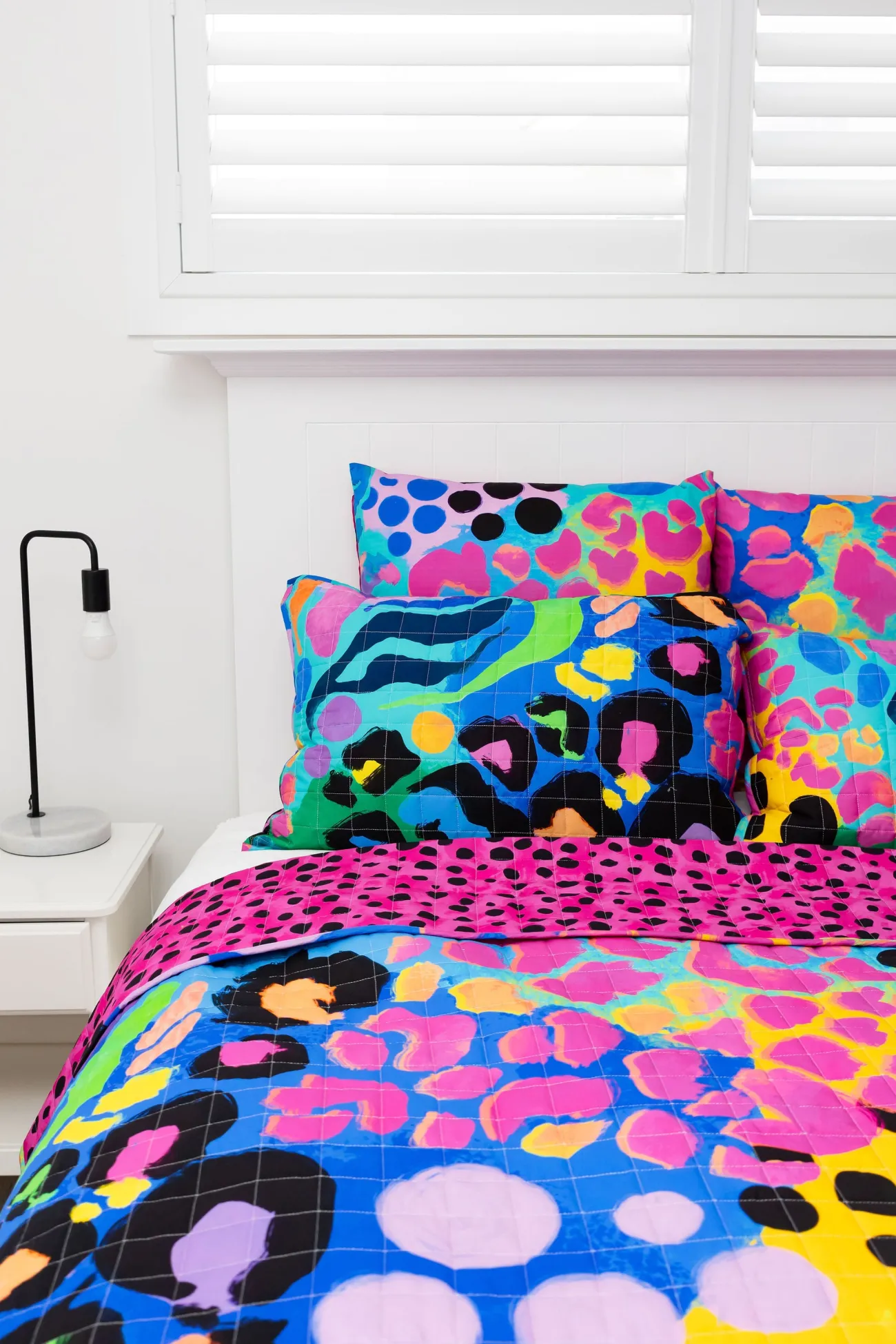 Proud Poppy Clothing Sleep Bright Electric Leopard Quilted Coverlet Set by Kasey Rainbow Clearance
