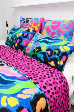 Proud Poppy Clothing Sleep Bright Electric Leopard Quilted Coverlet Set by Kasey Rainbow Clearance